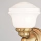 preview thumbnail 10 of 11, Huntley Natural Brass Gold Bathroom Vanity Lighting Fixture, White Schoolhouse Milk Glass Globe Shade, Dimmable, LED Compatible
