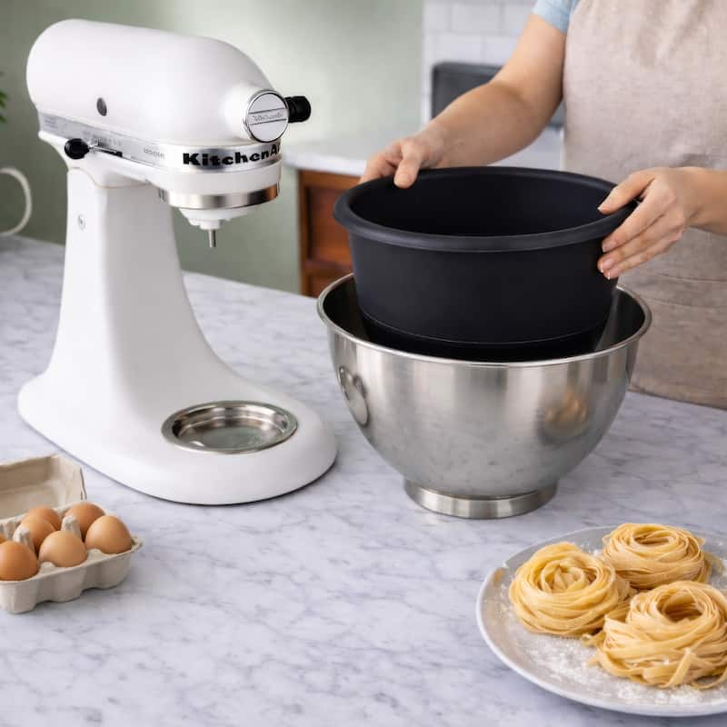 Sweet Jojo Designs 2p Silicone Bowl Liners with Lids for Kitchenaid Mixer, 4.5 & 5 Qt Silicone Bowl Liners for Kitchen Aid Mixer