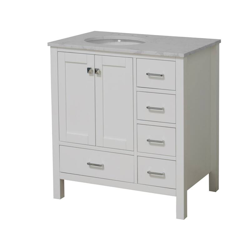 KitchenBathCollection Horizon 36" Bathroom Vanity with Engineered Carrara Top