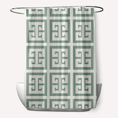 Greek Key Patterned Shower Curtain