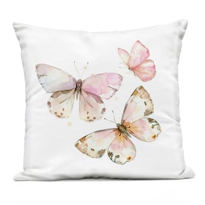Stupell Soft Watercolor Butterfly Trio Printed Outdoor Throw Pillow Design by LSR Creative Studio