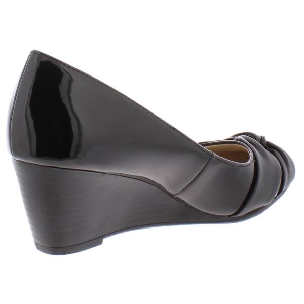 Shop Lifestride Womens Janice Wedge Heels Patent Round Toe Black 6 Wide C D W Overstock 31635498