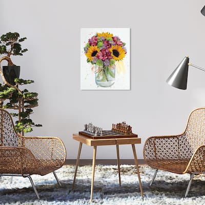 Wynwood Studio Canvas Floral and Botanical New bouquet Jar Yellow and Dark Yellow Traditional Wall Art Canvas Print