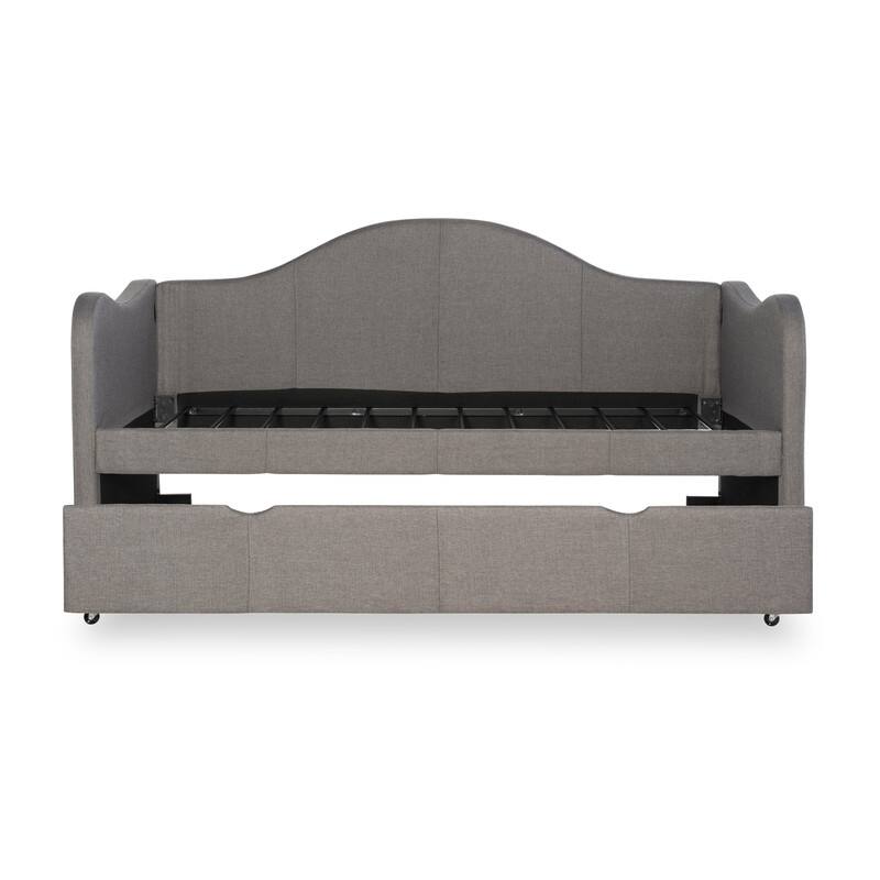 Linon Seraphina Grey Upholstered Daybed with Trundle