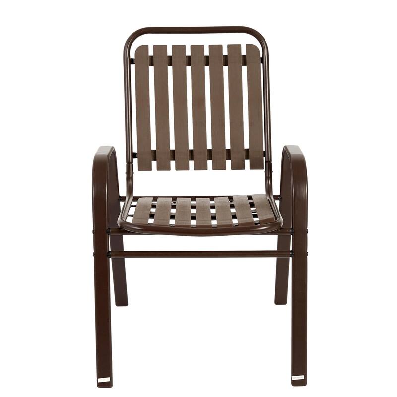 7 Piece Patio Dining Table Chair Set, Outdoor Conversation Furniture Set with Rectangular Steel Table and 6 Chairs