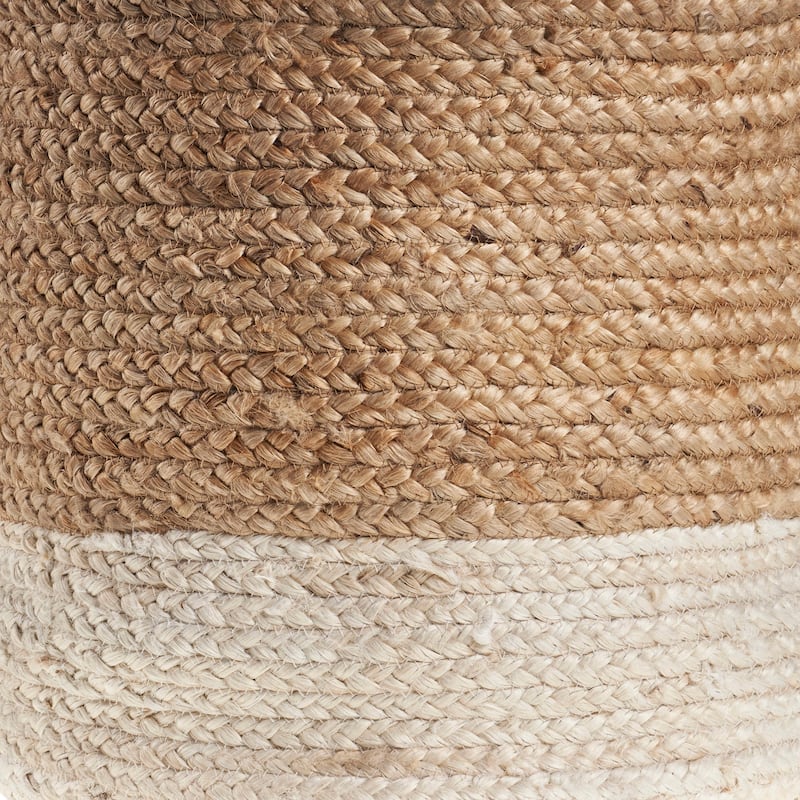 Sevita Two-Tone Handbraided Jute Storage Basket with Handles