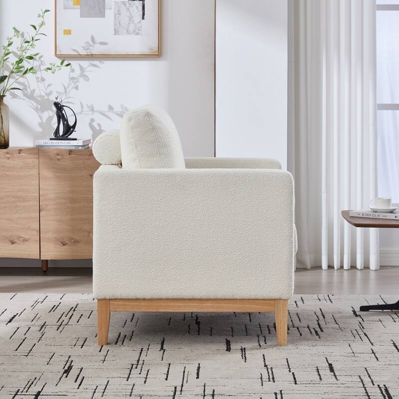 35.4 "Wide Modern Farmhouse Accent Chair with Natural Wood Legs