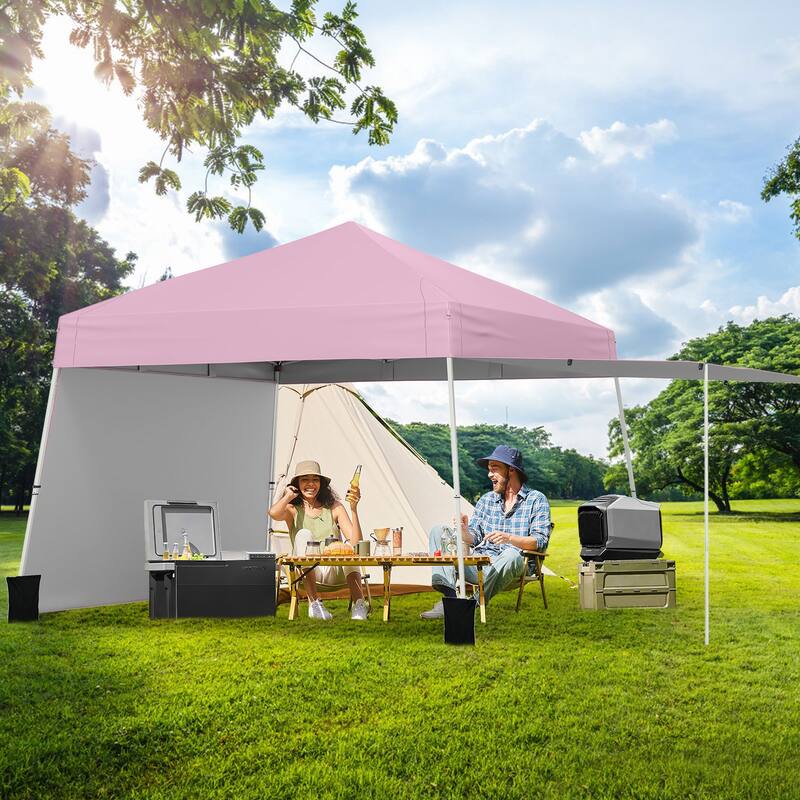 Gymax 14 X 9.2 FT Pop up Canopy Tent w/ 2 Convertible Sidewalls to