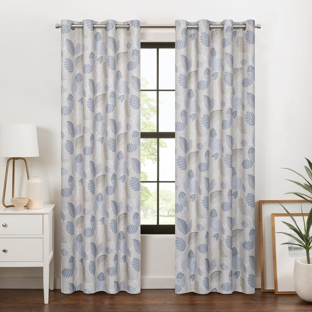 Eclipse Blackout Curtains, Larissa Leaf Grommet Curtains
