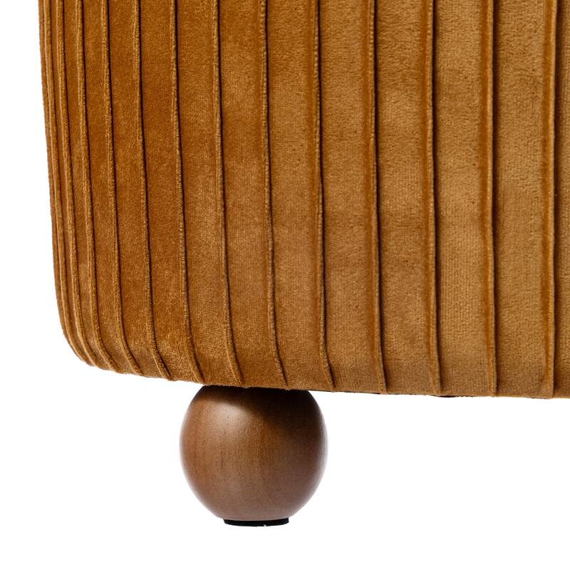 Glitzhome 19"H Velvet Upholstered Storage Ottoman or Accent Stool with Rubberwood Ball Feet