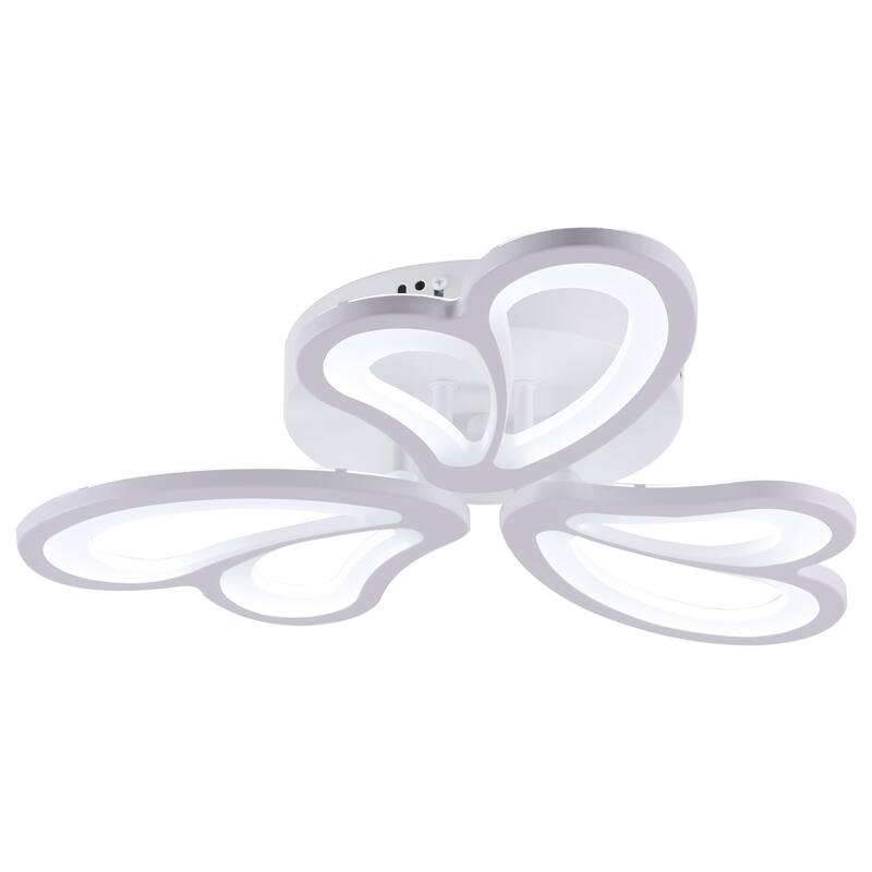 Indoor Modern Dimmable LED Semi-Flush Mount Ceiling Light Fixture with Remote and Creative Flower Lampshade