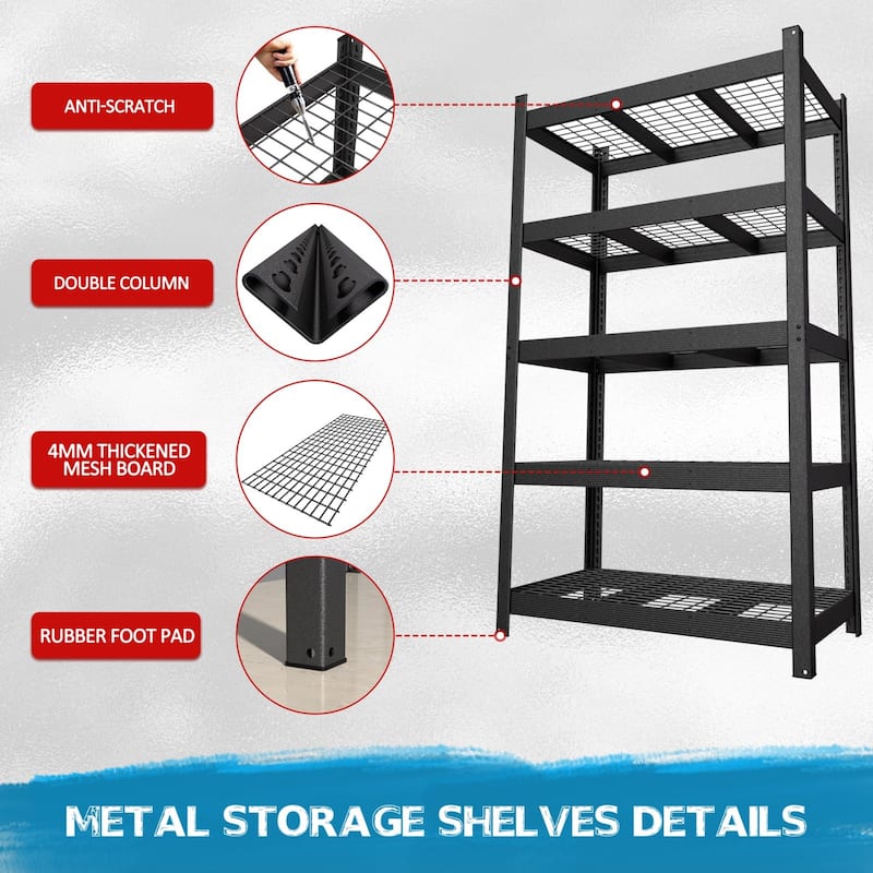 VEIKOUS 5-Tier Heavy Duty Metal Shelving Unit, 3000LBS Capacity Adjustable Storage Shelves for Garage & Pantry Organization