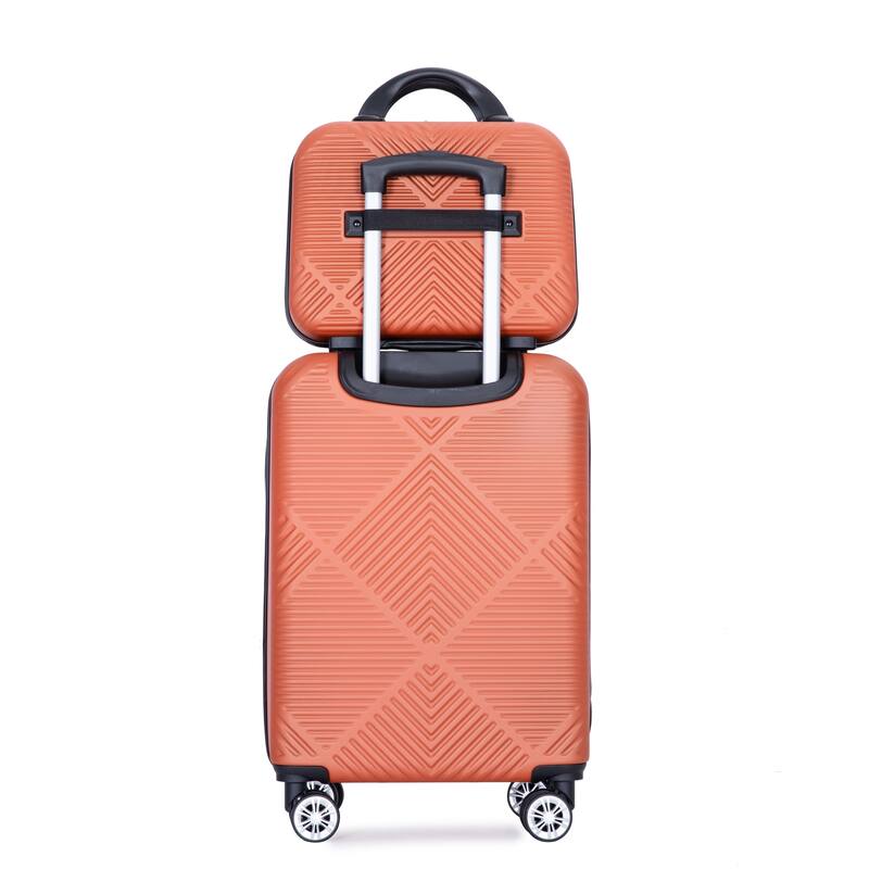 20/14" Spinner Wheels Luggage Sets 2 Piece Lightweight Suitcase Sets, Carry On Trunks Sets - Dark Orange