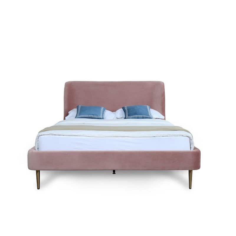 Manhattan Comfort Velvet Mid Century Heather Full-Size Bed