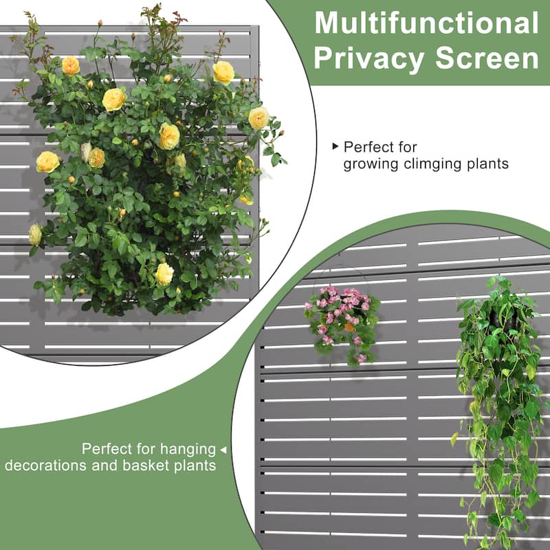 72in Dovelina Outdoor Freestanding Metal Privacy Screen Decorative Garden Fence