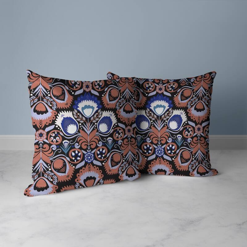 Whimsical Cat Eye Faux Suede Reversible Throw Pillow Orange and Black
