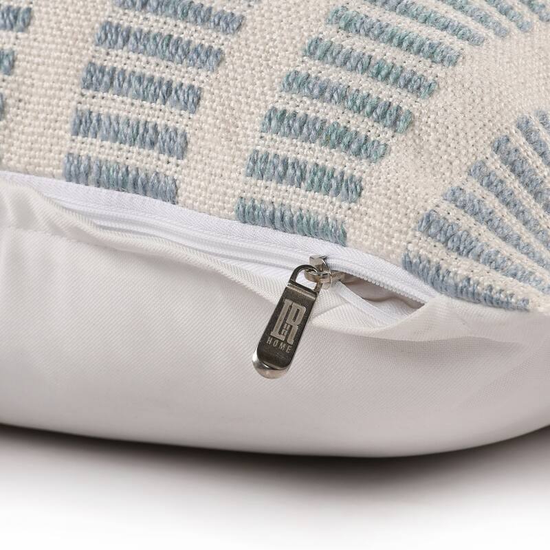 HomeRoots 20" Blue And Ivory Striped Throw Pillow