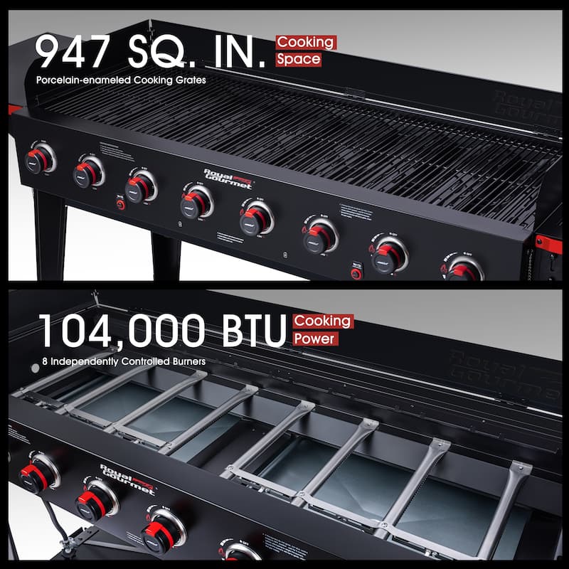 Royal Gourmet 8B Gas Grill, Independently Controlled Dual Systems