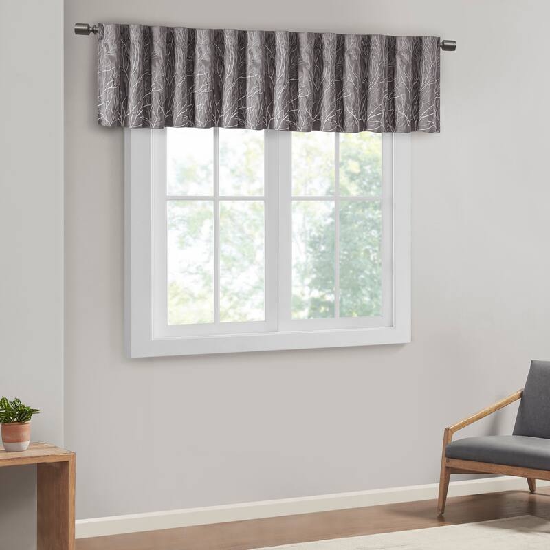 Madison Park Eliza Faux Silk Embroidered Window Valance - 50 x 18"