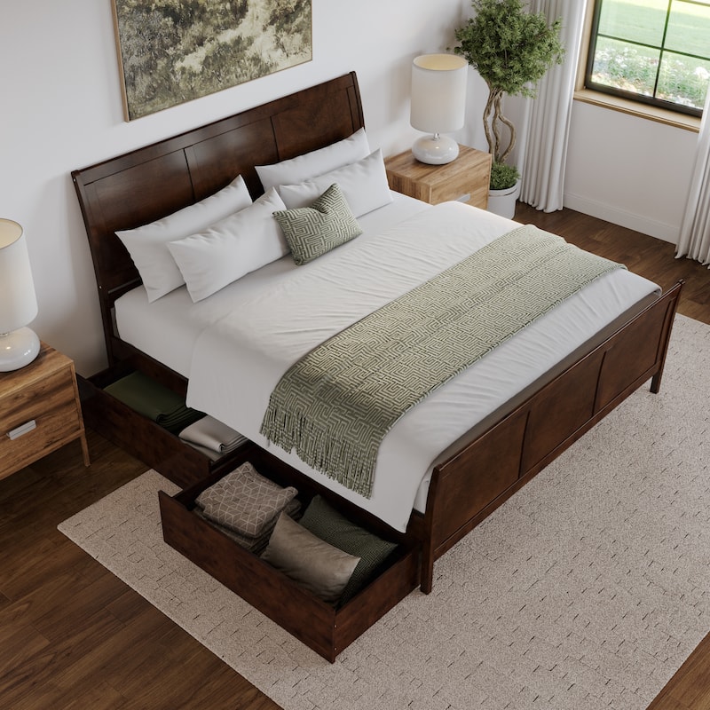 AFI Portland Platform Bed with Matching Footboard & Storage Drawers