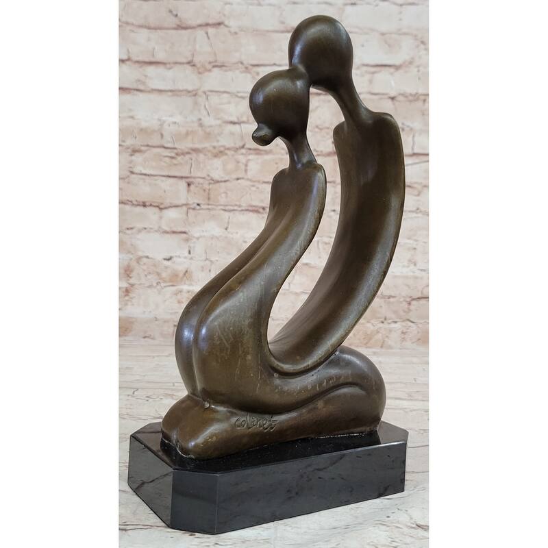 Abstract Bronze Sculpture Of A Couple Kissing - Love Romance Original Art