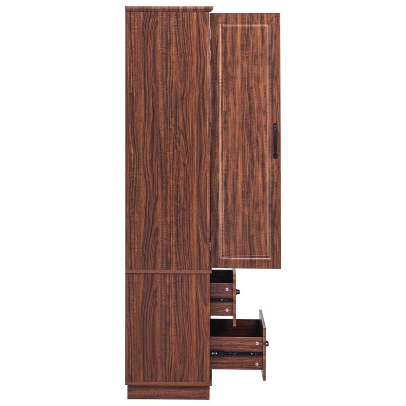 Large Kitchen Pantry Cabinet with 2 Drawers, 71" Wood Freestanding Cupboard Cabinet with 8 Door Shelves, 3 Cabinet Shelves