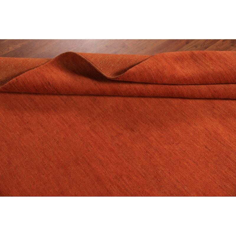 Orange Indian Gabbeh Oriental Rug Hand-Knotted Wool Carpet - 4'6" x 6'5"