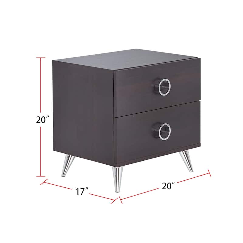 Nightstand with 2 Drawers, Espresso