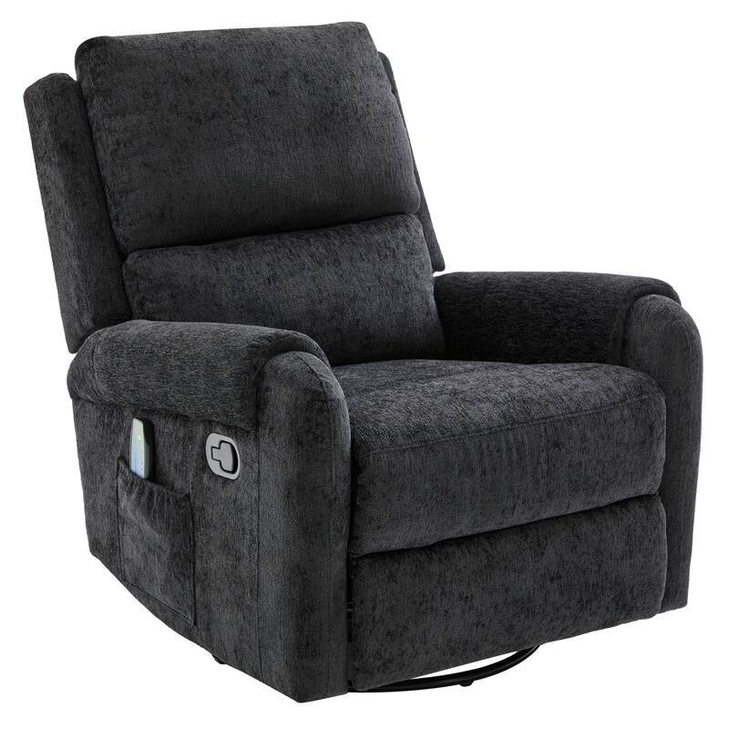 Roomfitters Manual Massage Recliner Chair with Swivel Rocker Base, Chenille Nursery Glider
