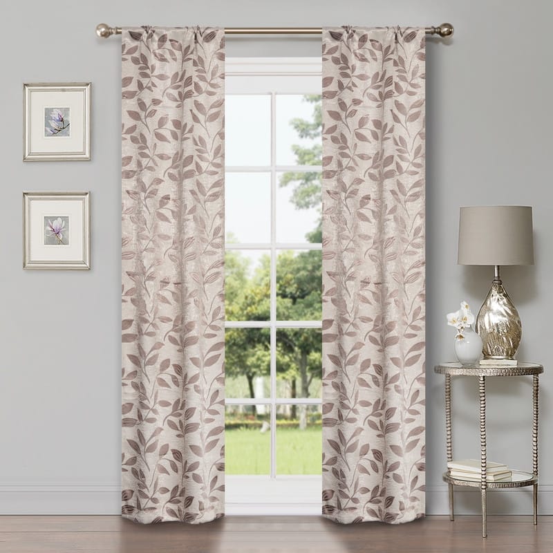 Superior Modern Bohemian Leaves Room Darkening Curtains with Grommets