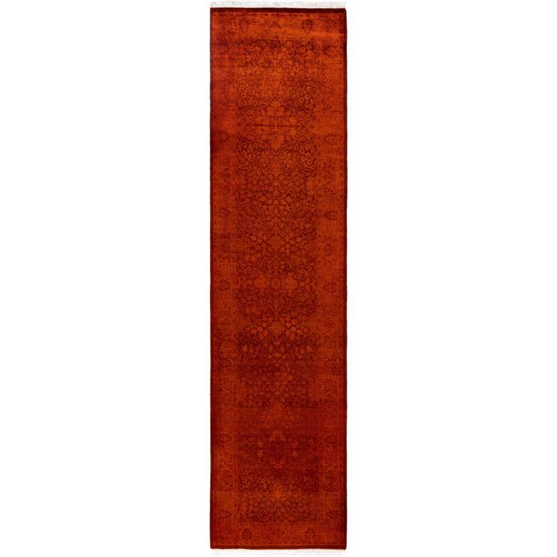 Overdyed One-of-a-Kind Hand-Knotted Area Rug - Orange - 2' 7" x 10' 1"