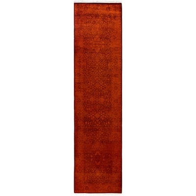 Overdyed One-of-a-Kind Hand-Knotted Area Rug - Orange - 2' 7" x 10' 1"