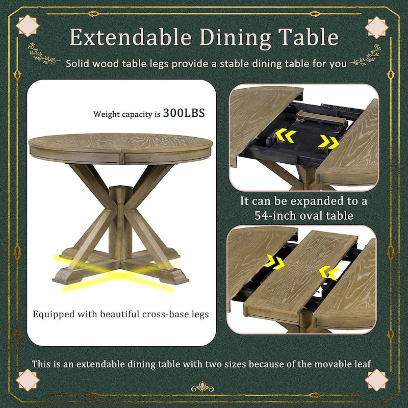 5-Piece Dining Set with Extandable Round Table