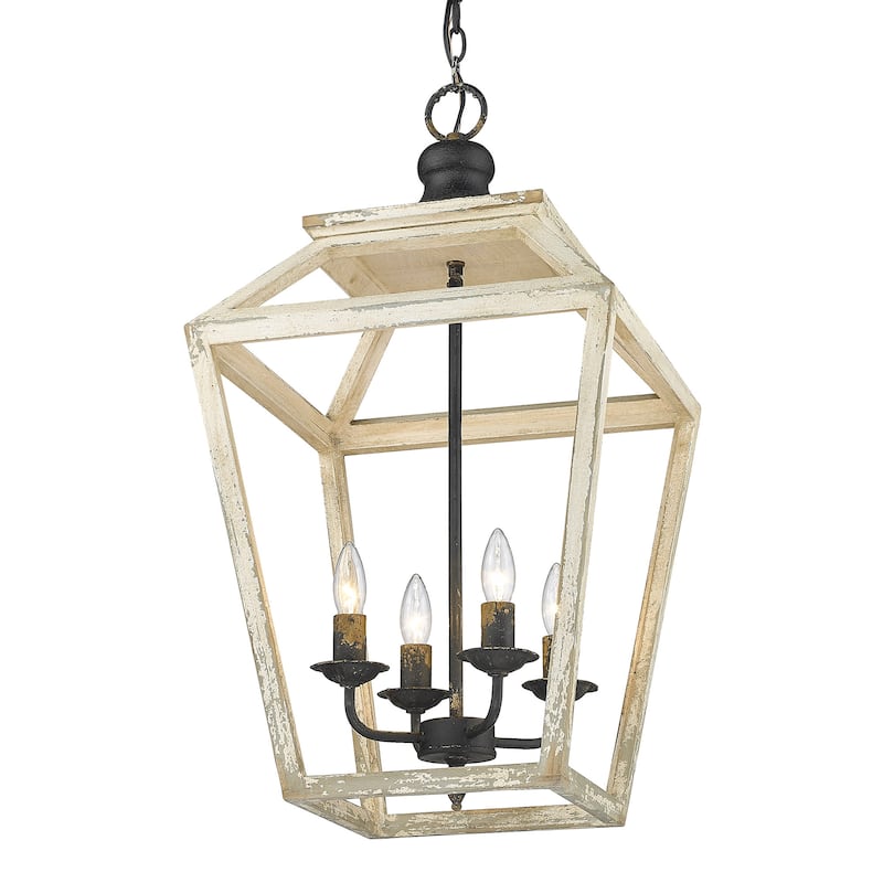 Golden Lighting Haiden 4 Light 16" Wide Taper Candle Pendant - Antique Black Iron