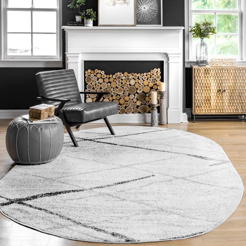 Nuloom Skylar Modern Abstract Area Rug - 6'7" x 9' Oval - Grey