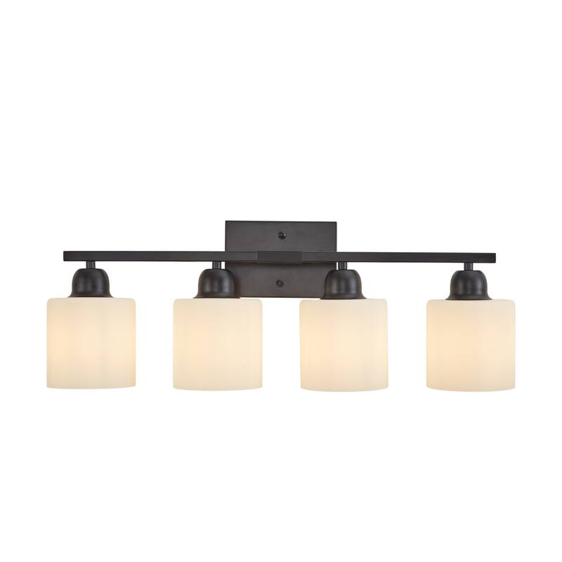 Bathroom Light Fixtures, 4-Light Modern Vanity Light Over Mirror, Wall Sconces with Frosted Glass Shades(Bulbs Not Included)