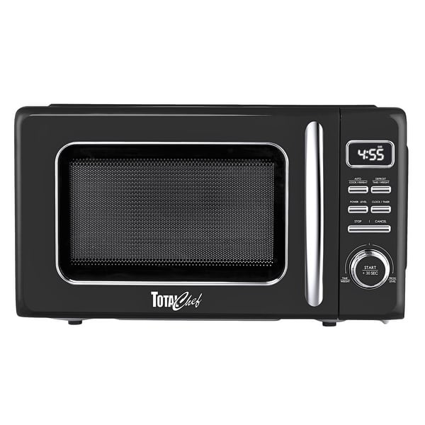 Retro Microwave Oven, 0.7 Cu Ft, 8 Pre-Sets, 700W, Black