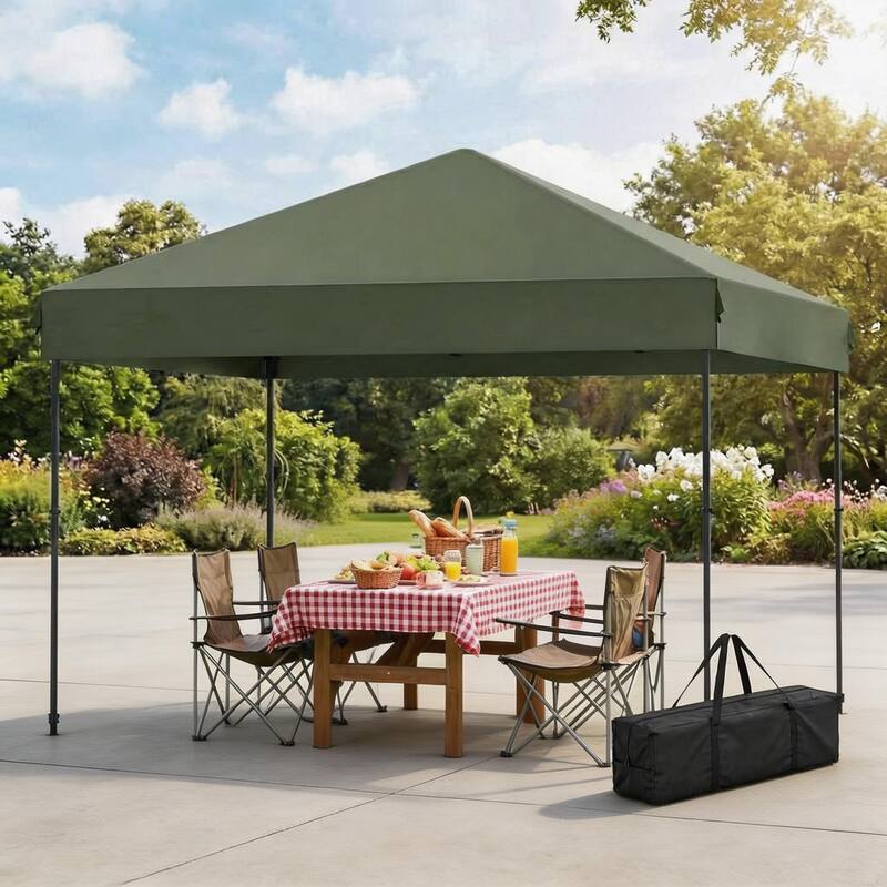 Folding Pop Up Canopy Tent, Height Adjustable - Green - 10*10 Ft