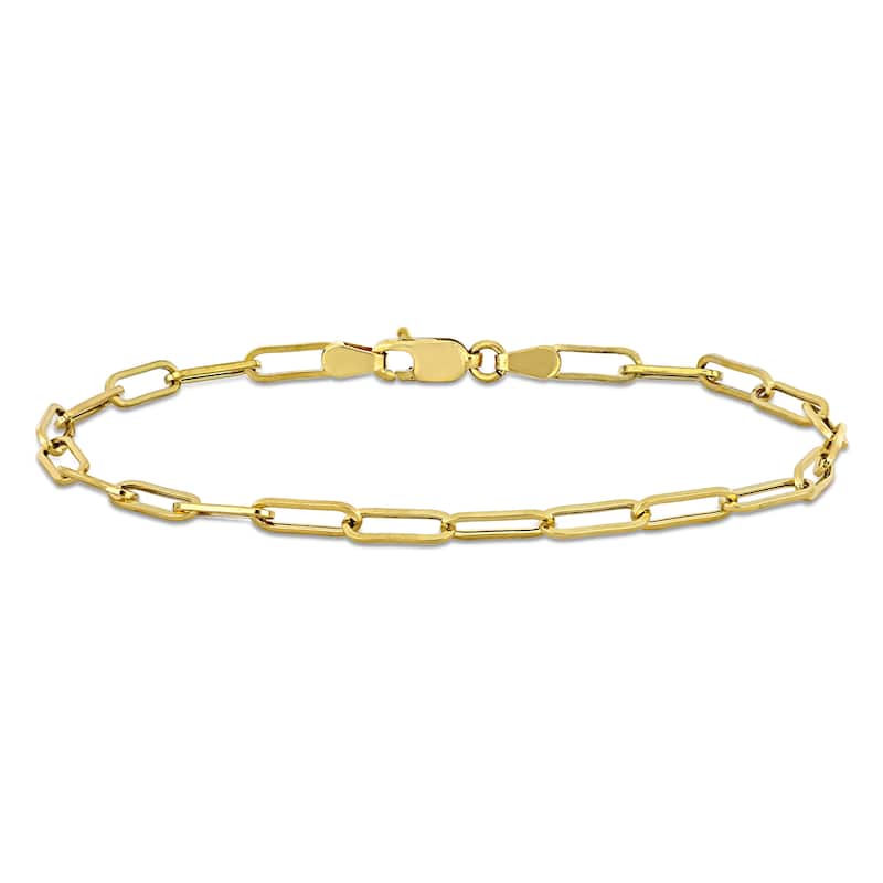 Miadora 3.3mm Polished Paperclip Bracelet 14k Yellow Gold