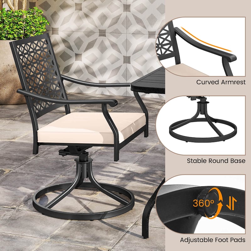 Costway 2 PCS Outdoor Swivel Chairs Patio Dining Chairs with Padded - See Details
