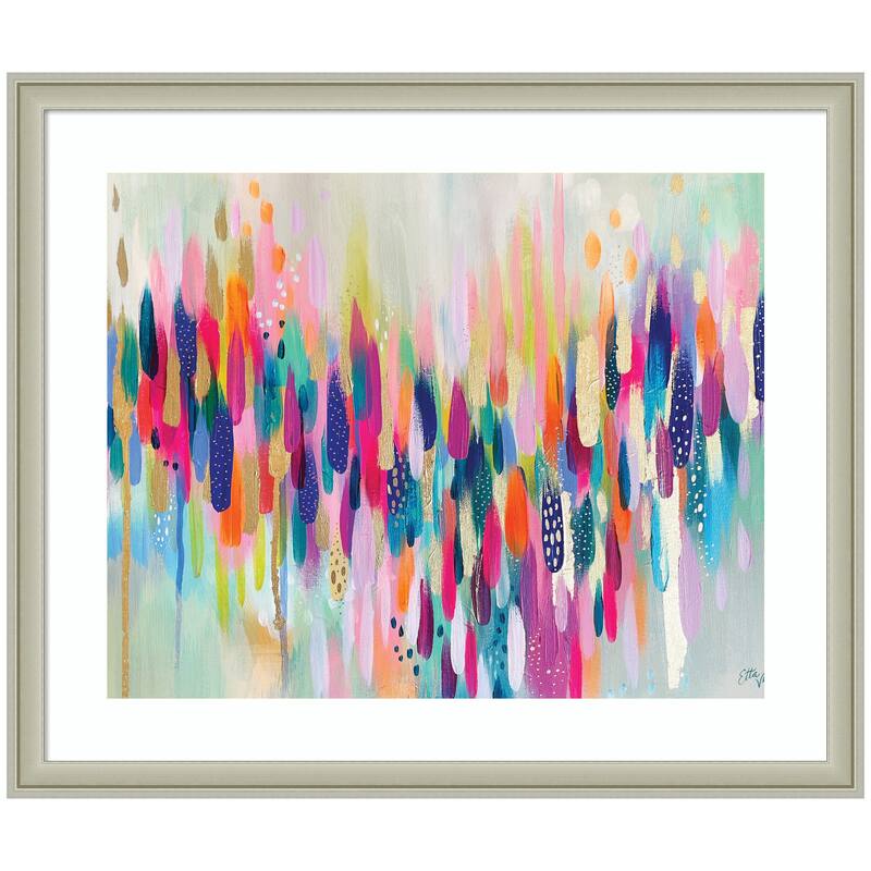 Kate and Laurel Framed Art Brushstroke 154 Horizontal by Ettavee - 26x22 - Silver