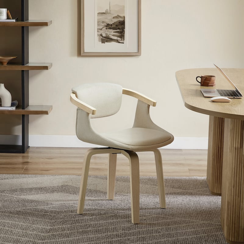 Art Leon Swivel Upholstered and Wood Accent Chair