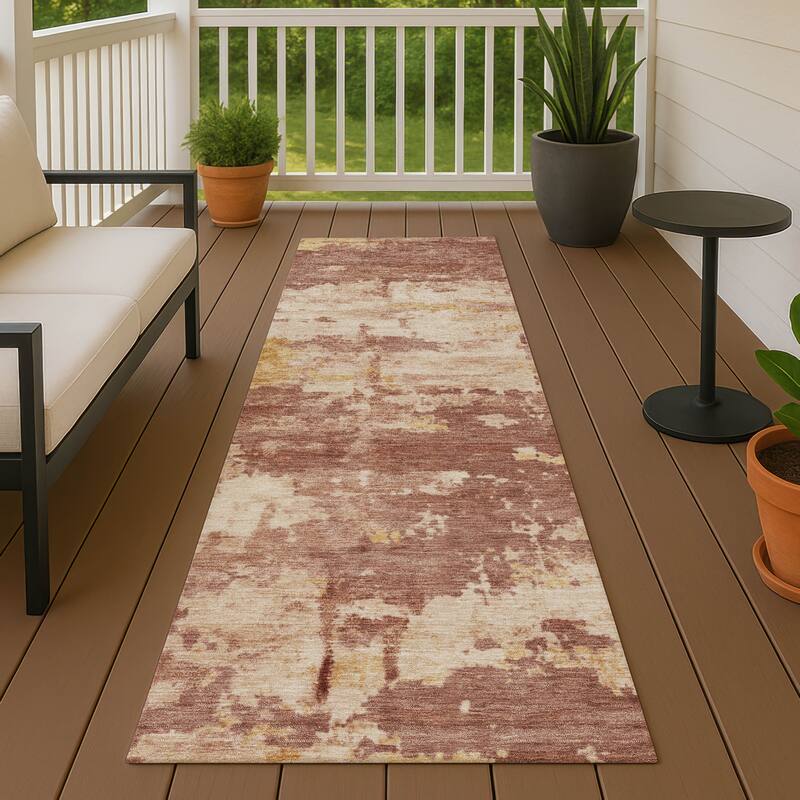 Machine Washable Indoor/ Outdoor Crouppen Modern Chantille Rug - Paprika - 2'3" x 7'6"