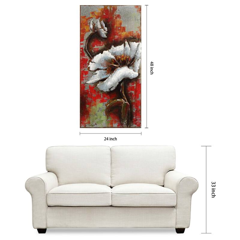 "Garden Rose" Mixed Media Iron Hand Painted 3D Wall Art Set