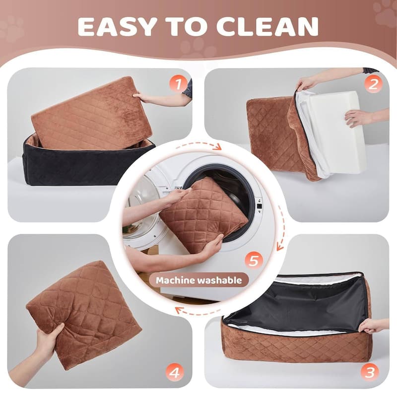 Portable Dog Car Seat Traval Bed for Small, Medium Dog with Thick Cushion, Triple Belts