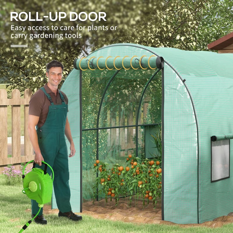 Tunnel Greenhouse with Door, Windows, 6.6'x10'x6.6'