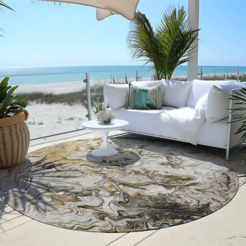 Machine Washable Indoor/ Outdoor Chantille Abstract Contempoary Rug