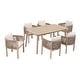 preview thumbnail 14 of 12, Outdoor Dining Set 7-Piece Acacia Wood Patio Rope-Woven Arm Chair and Dining Table with Umbrella Hole
