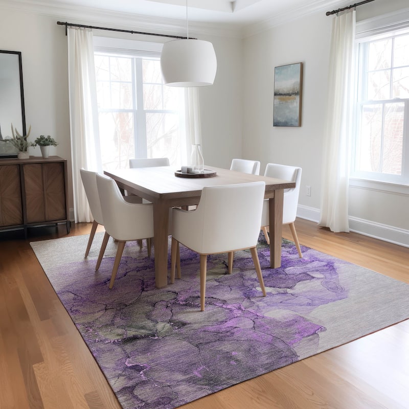 Machine Washable Indoor/ Outdoor Abstract Chantille Rug - Purple - 2'6" x 3'10"