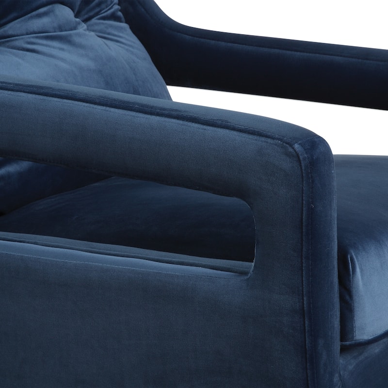 Uttermost O'Brien 28 Inch Wide Wood Frame Accent Chair with Fabric - Blue Velvet